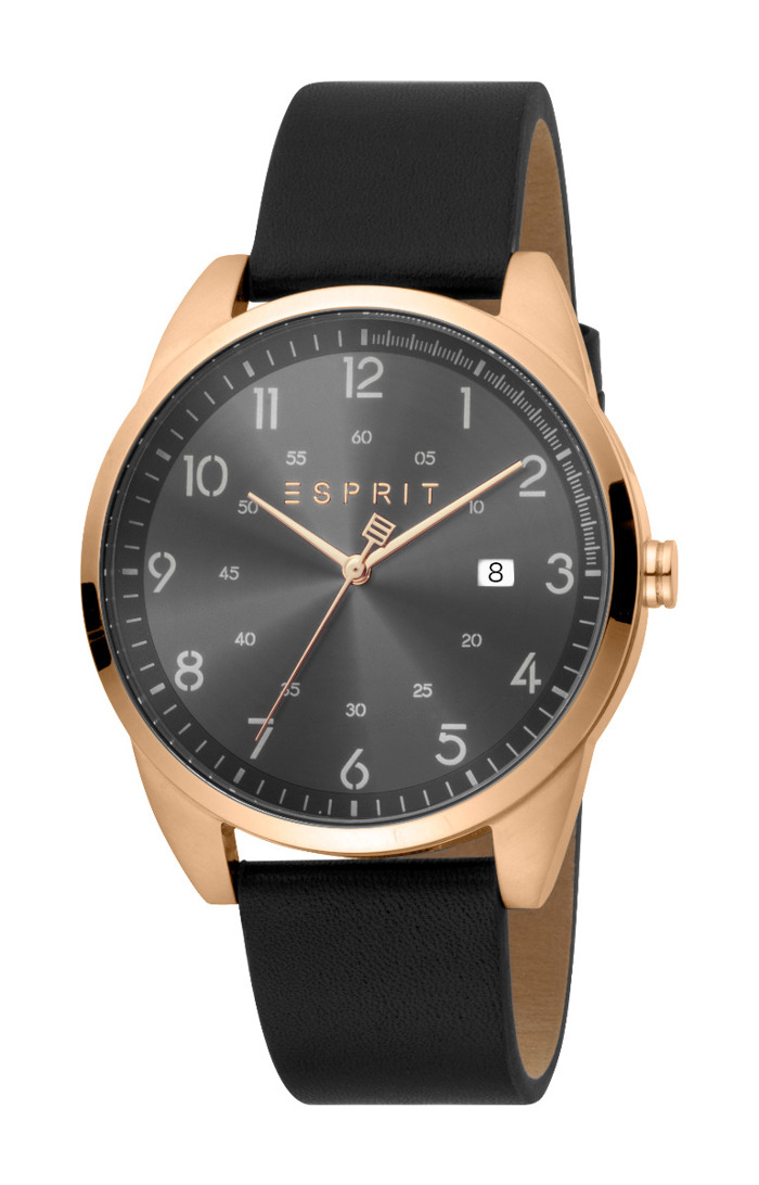 Esprit Cameo Roloi Batarias me Mavro Dermatino Louraki ES1G212L0045