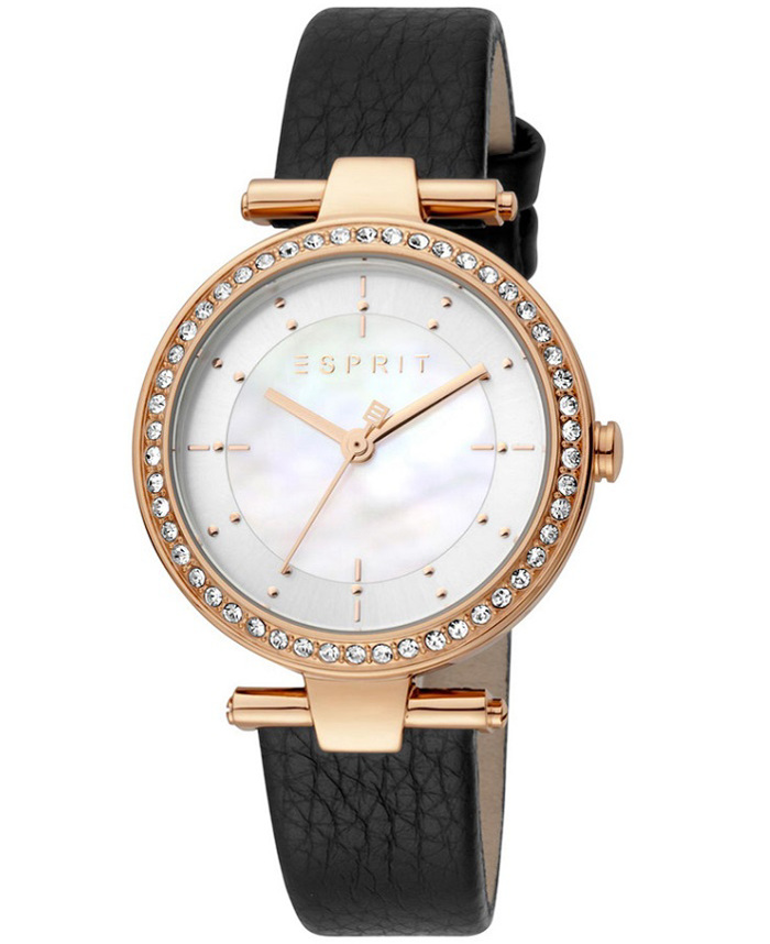 Esprit Ruby Roloi Batarias me Mavro Dermatino Louraki ES1L153L2025