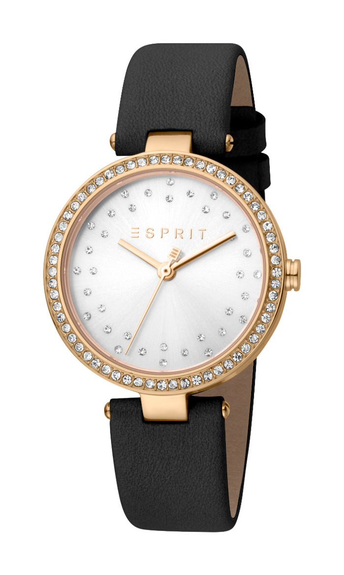 Esprit Roselle Roloi Batarias me Mavro Dermatino Louraki ES1L199L0025
