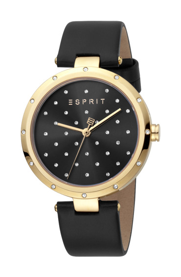 Esprit Louise Ρολόι Μπαταρίας με Μαύρο Δερμάτινο Λουράκι ES1L214L0025