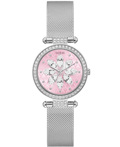 Guess Sparkling Pink Roloi Batarias me Asimi Metalliko Brasele GW0032L3