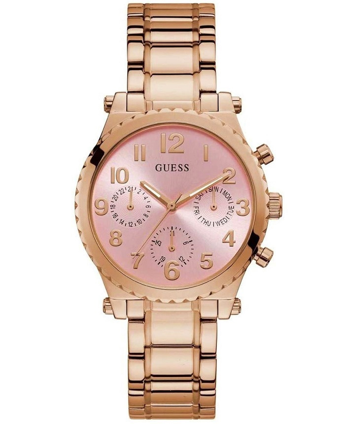 Guess Gwen Roloi Batarias me Roz Xruso Metalliko Brasele GW0035L3