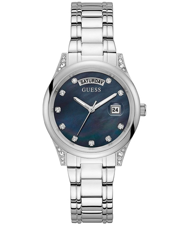 Guess Aura Ρολόι Μπαταρίας με Ασημί Μεταλλικό Μπρασελέ GW0047L1