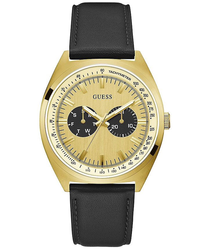 Guess Blazer Roloi Batarias me Mavro Dermatino Louraki GW0212G1