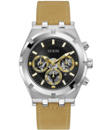 Guess Continental Roloi Batarias me Bez Dermatino Louraki GW0262G1