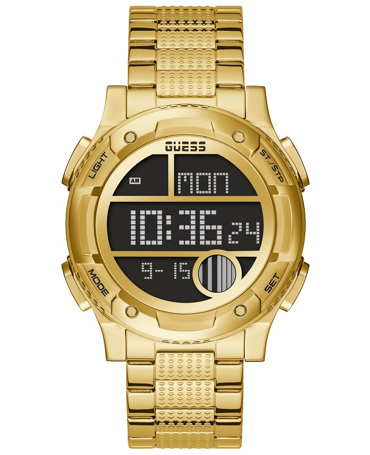Guess Digital Zip Ψηφιακό Ρολόι Μπαταρίας με Χρυσό Μεταλλικό Μπρασελέ GW0271G2