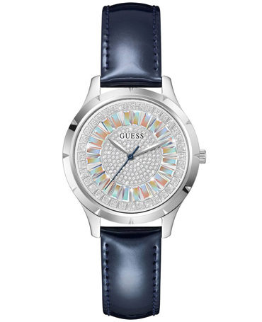 Guess Glamour Ρολόι Μπαταρίας με Μπλε Δερμάτινο Λουράκι GW0299L1