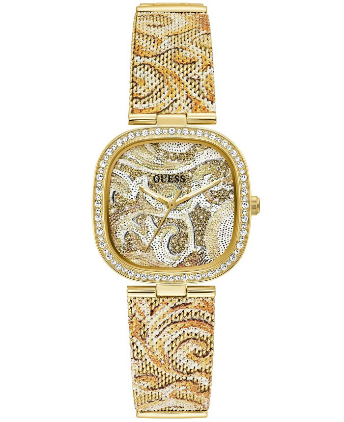 Guess Tapestry Roloi Batarias me Xruso Metalliko Brasele GW0304L2