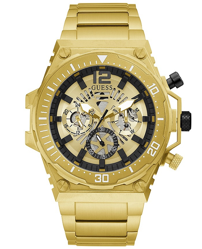 Guess Exposure Roloi Batarias me Xruso Metalliko Brasele GW0324G2