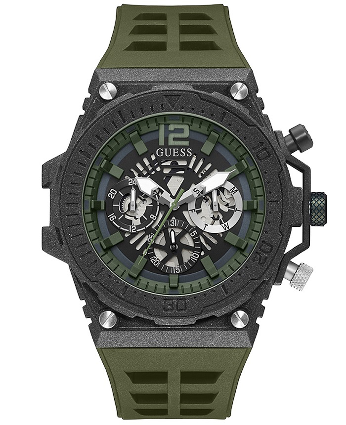 Guess Exposure Roloi Batarias me Prasino Kaoutsouk Louraki GW0325G2