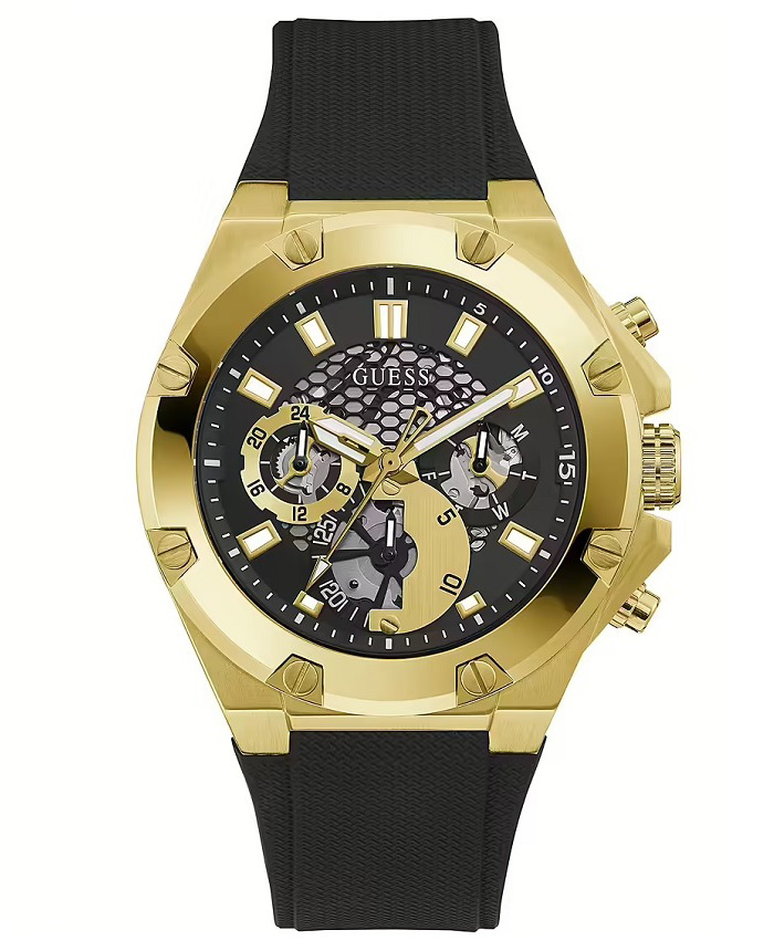 Guess Third Gear Roloi Batarias me Mavro Kaoutsouk Louraki GW0334G2
