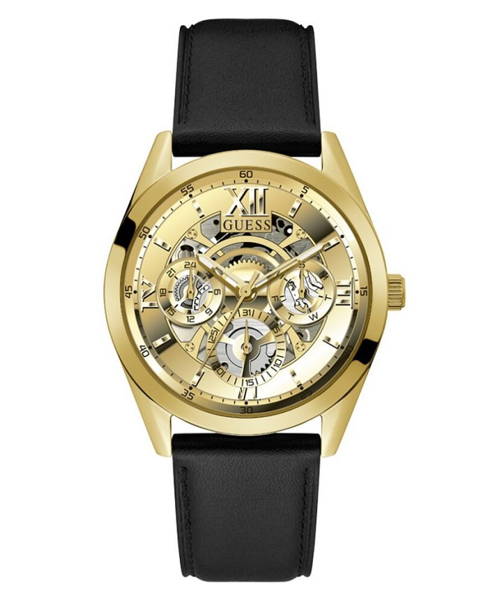 Guess Tailor Roloi Batarias me Mavro Dermatino Louraki GW0389G2