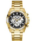 Guess Trophy Roloi Batarias me Xruso Metalliko Brasele GW0390G2