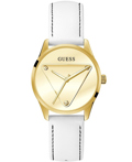 Guess Emblem Roloi Batarias me Lefko Dermatino Louraki GW0399L1
