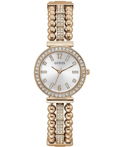 Guess Gala Roloi Batarias me Roz Xruso Metalliko Brasele GW0401L3