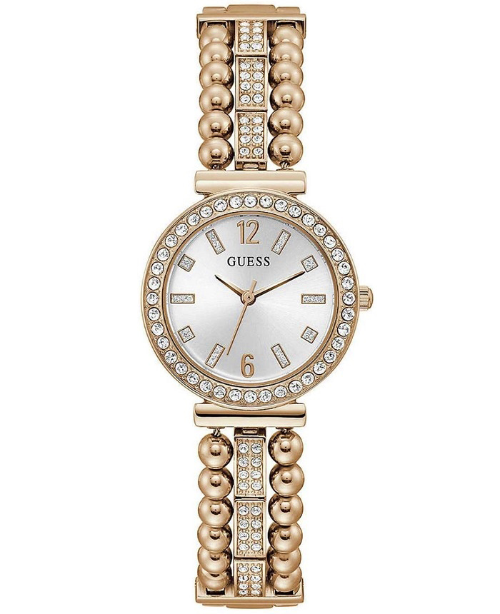 Guess Gala Roloi Batarias me Roz Xruso Metalliko Brasele GW0401L3