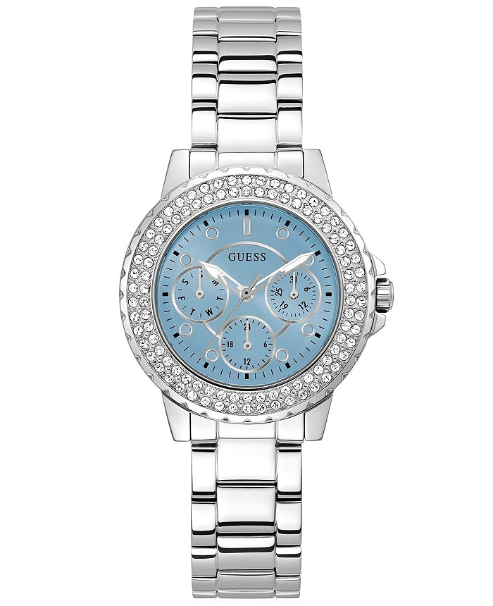 Guess Crown Jewel Roloi Batarias me Asimi Metalliko Brasele GW0410L1