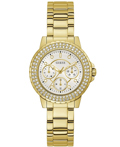 Guess Crown Jewel Roloi Batarias me Xruso Metalliko Brasele GW0410L2