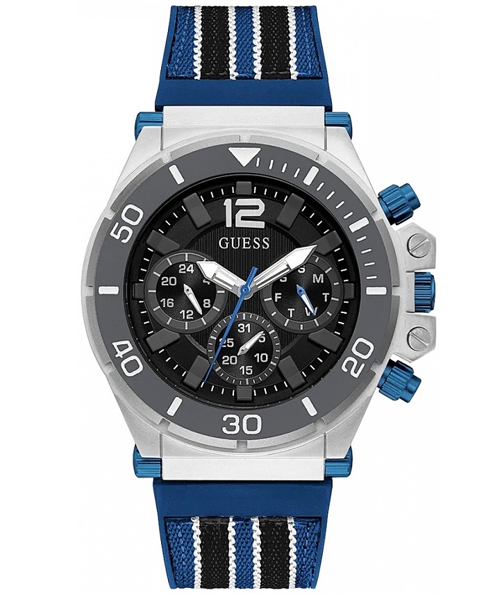 Guess Pilot Roloi Batarias me Ble Kaoutsouk Louraki GW0415G2