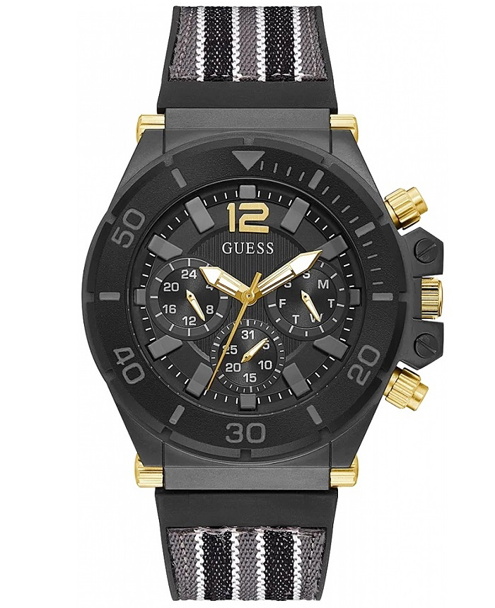 Guess Pilot Roloi Batarias me Mavro Kaoutsouk Louraki GW0415G3