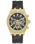 Guess Continental Roloi Batarias me Mavro Kaoutsouk Louraki GW0418G2