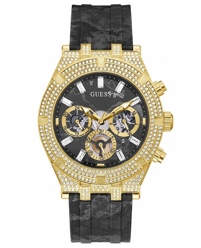 Guess Continental Roloi Batarias me Mavro Kaoutsouk Louraki GW0418G2