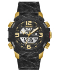 Guess Slate Psifiako/Analogko Roloi Batarias me Mavro Kaoutsouk Louraki GW0421G2