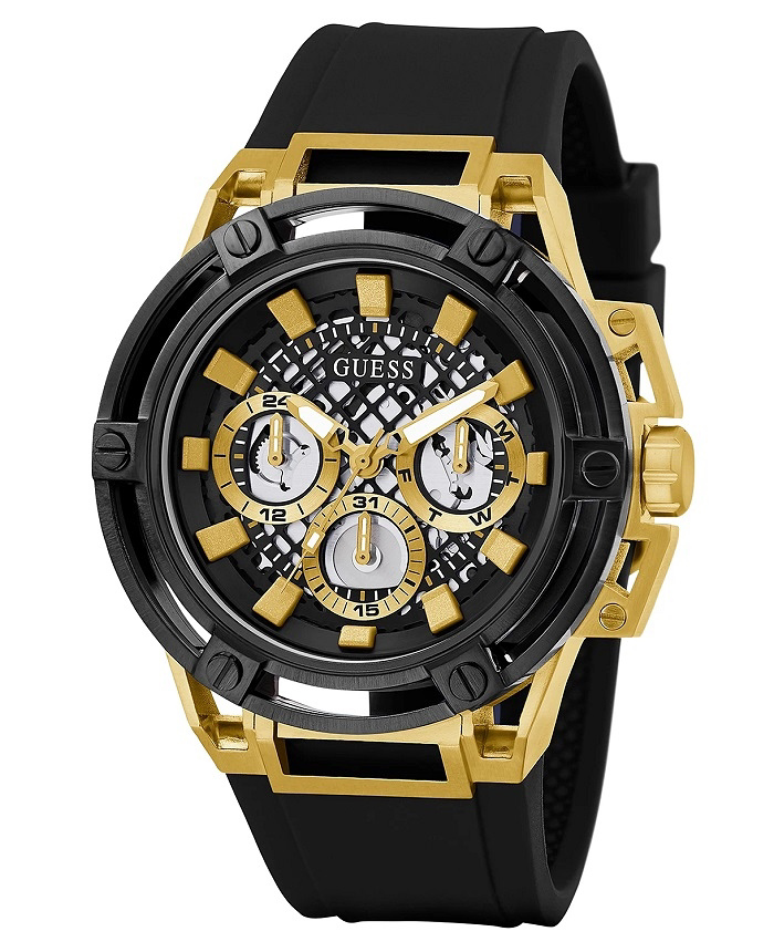 Guess Matrix Roloi Batarias me Mavro Kaoutsouk Louraki GW0423G2