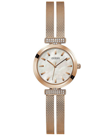 Guess Array Ρολόι Μπαταρίας με Ροζ Χρυσό Μεταλλικό Μπρασελέ GW0471L3