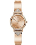 Guess Tri Luxe Roloi Batarias me Roz Xruso Metalliko Brasele GW0474L3
