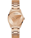 Guess Emblem Roloi Batarias me Roz Xruso Metalliko Brasele GW0485L2