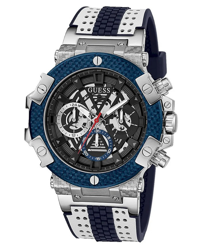 Guess Carbon Roloi Batarias me Poluxromo Kaoutsouk Louraki GW0486G1