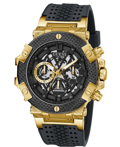 Guess Carbon Roloi Batarias me Mavro Kaoutsouk Louraki GW0486G2