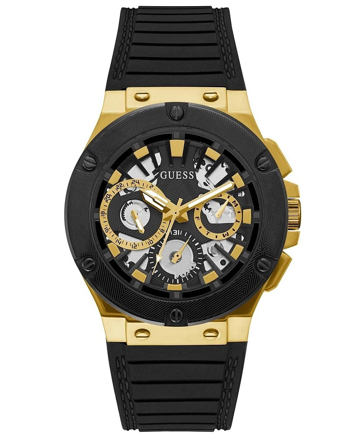 Guess Circuit Roloi Batarias me Mavro Kaoutsouk Louraki GW0487G5