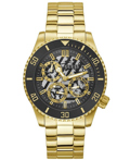 Guess Axle Roloi Batarias me Xruso Metalliko Brasele GW0488G2