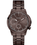 Guess Spec Roloi Batarias me Kafe Metalliko Brasele GW0490G5