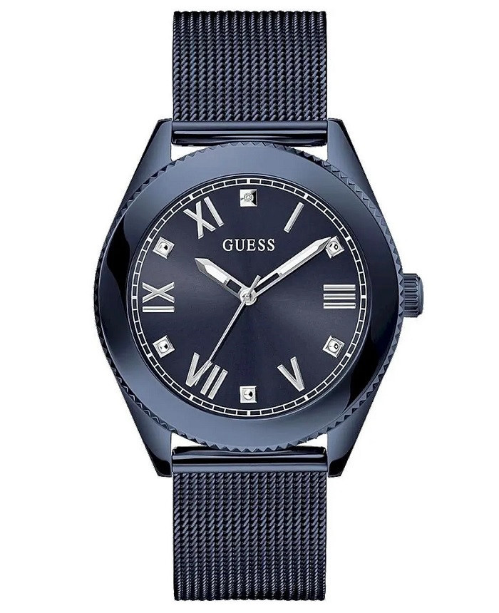 Guess Noble Diamond Roloi Batarias me Ble Metalliko Brasele GW0495G3
