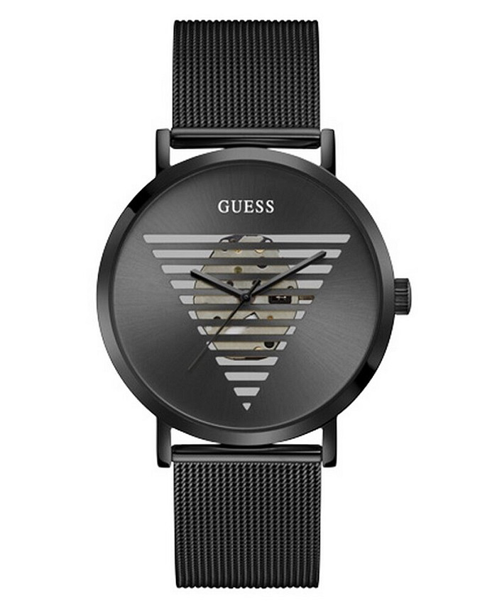 Guess Idol Roloi Batarias me Mavro Metalliko Brasele GW0502G2