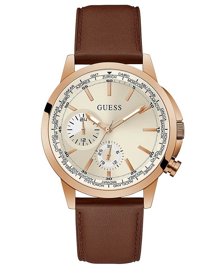 Guess Spec Roloi Batarias me Kafe Dermatino Louraki GW0540G4