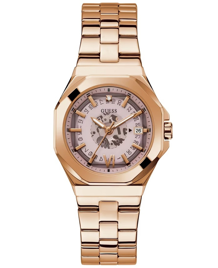 Guess Empress Roloi Batarias me Roz Xruso Metalliko Brasele GW0551L3