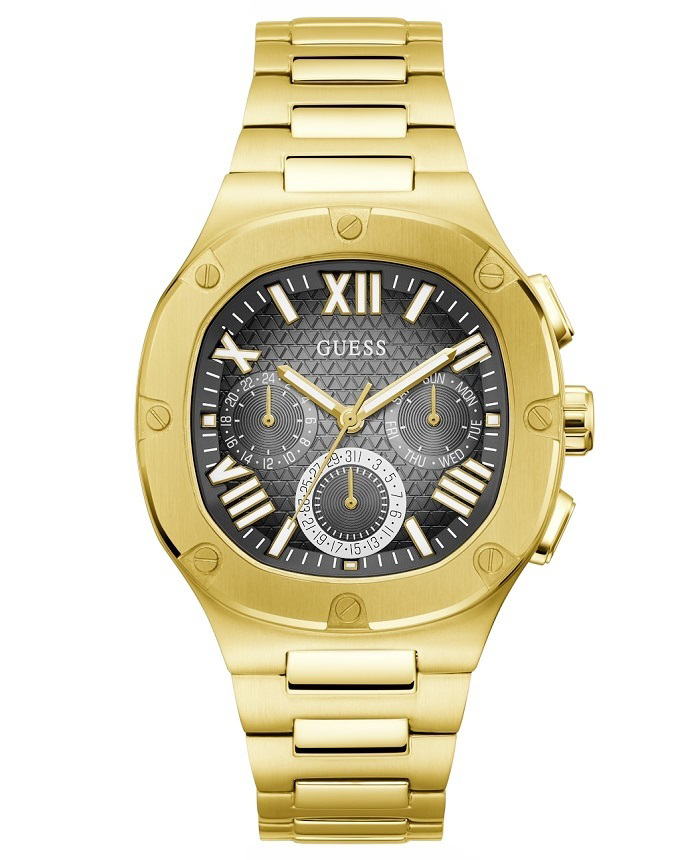 Guess Headline Roloi Batarias me Xruso Metalliko Brasele GW0572G2