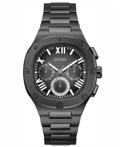 Guess Headline Roloi Batarias me Mavro Metalliko Brasele GW0572G3