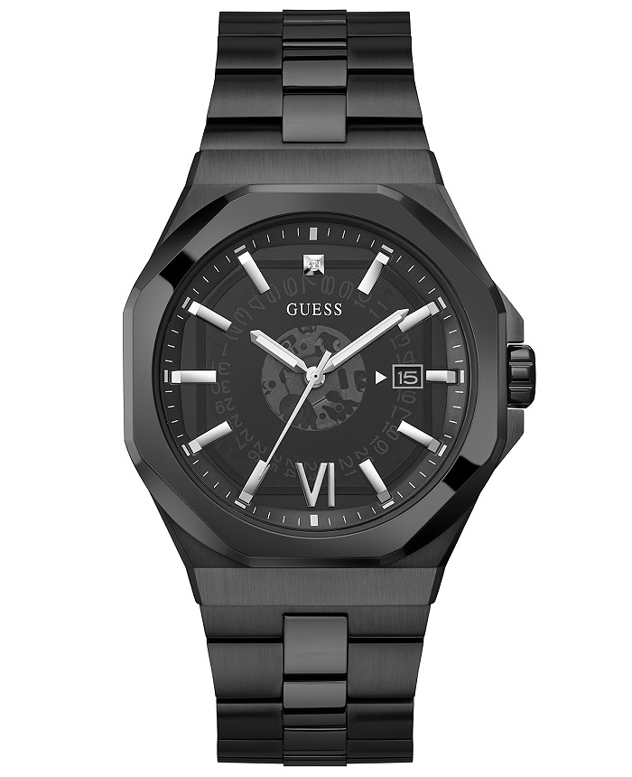 Guess Emperor Roloi Batarias me Mavro Metalliko Brasele GW0573G3