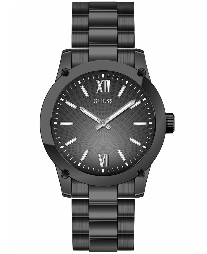 Guess Crescent Roloi Batarias me Mavro Metalliko Brasele GW0574G3