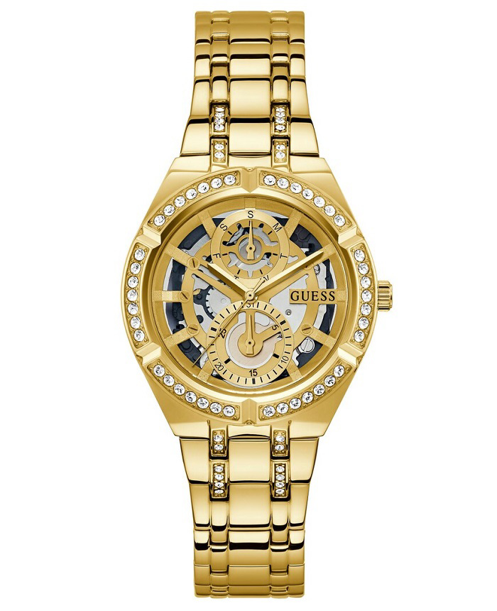 Guess Allara Roloi Batarias me Xruso Metalliko Brasele GW0604L2