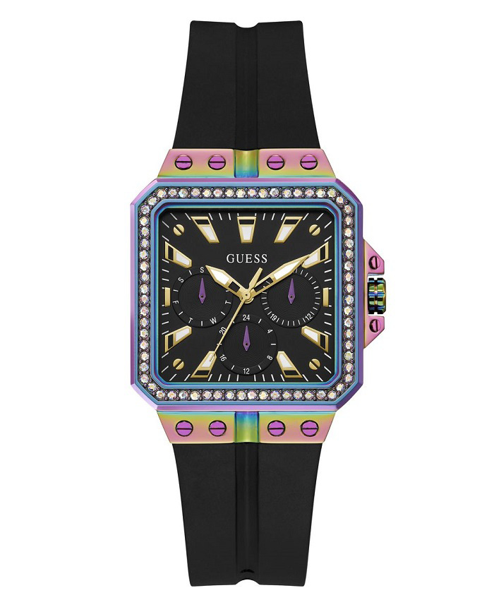 Guess Libra Roloi Batarias me Mavro Kaoutsouk Louraki GW0618L3