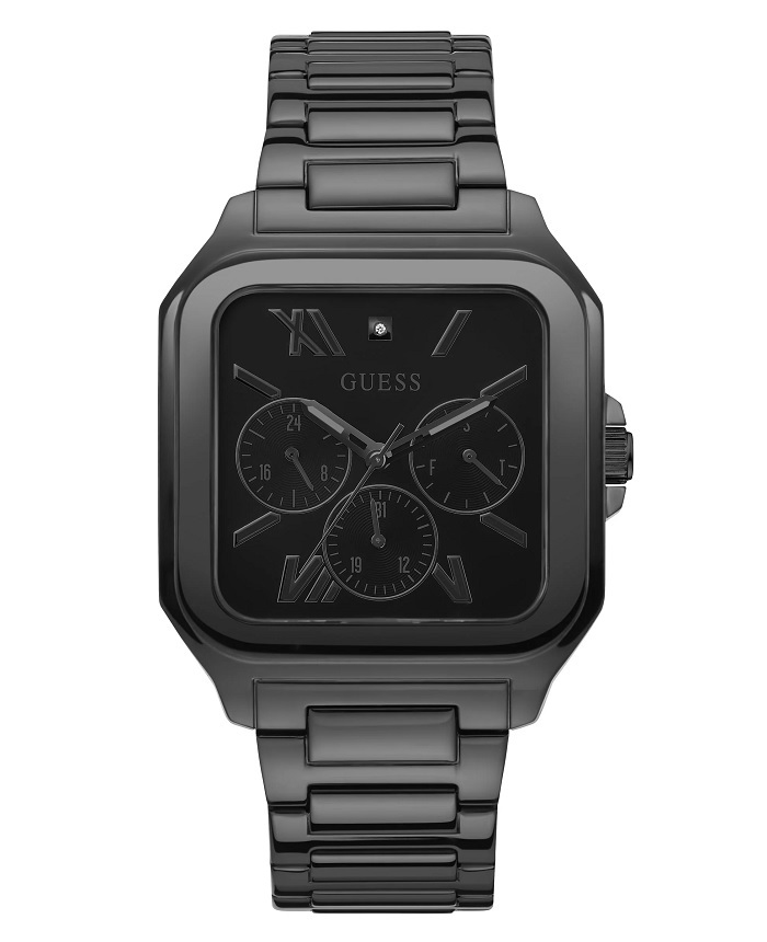 Guess Integrity Diamond Roloi Batarias me Mavro Metalliko Brasele GW0631G2