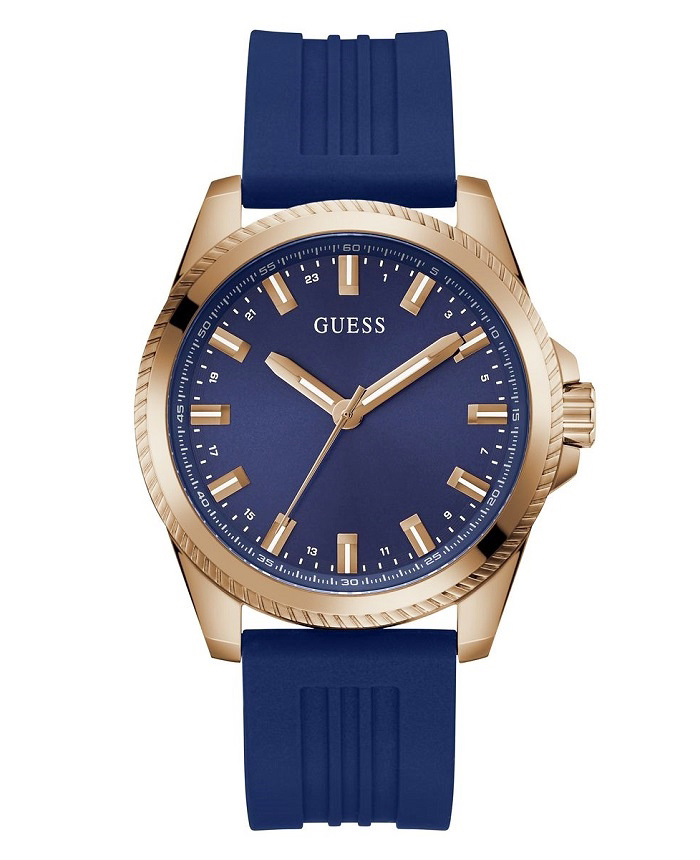 Guess Champ Roloi Batarias me Ble Kaoutsouk Louraki GW0639G3