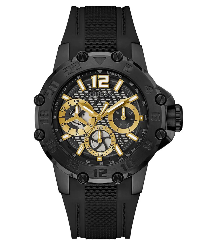 Guess Contender Roloi Batarias me Mavro Kaoutsouk Louraki GW0640G2