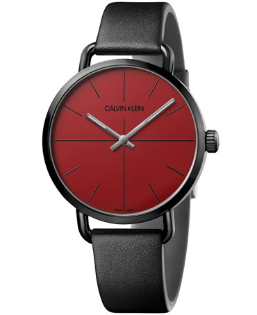 Calvin Klein Even Ρολόι Μπαταρίας με Μαύρο Δερμάτινο Λουράκι K7B214CP